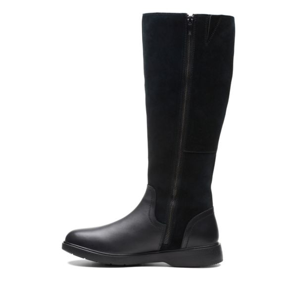 Clarks Womens Un Elda Hi Knee High Boots Black | UK-9602587